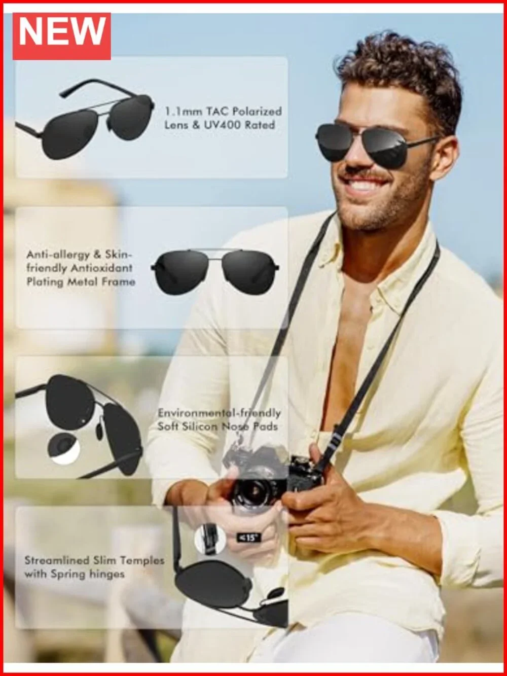 Polarized Aviator Sunglasses UV400 Protection Driving Shades Metal Frame